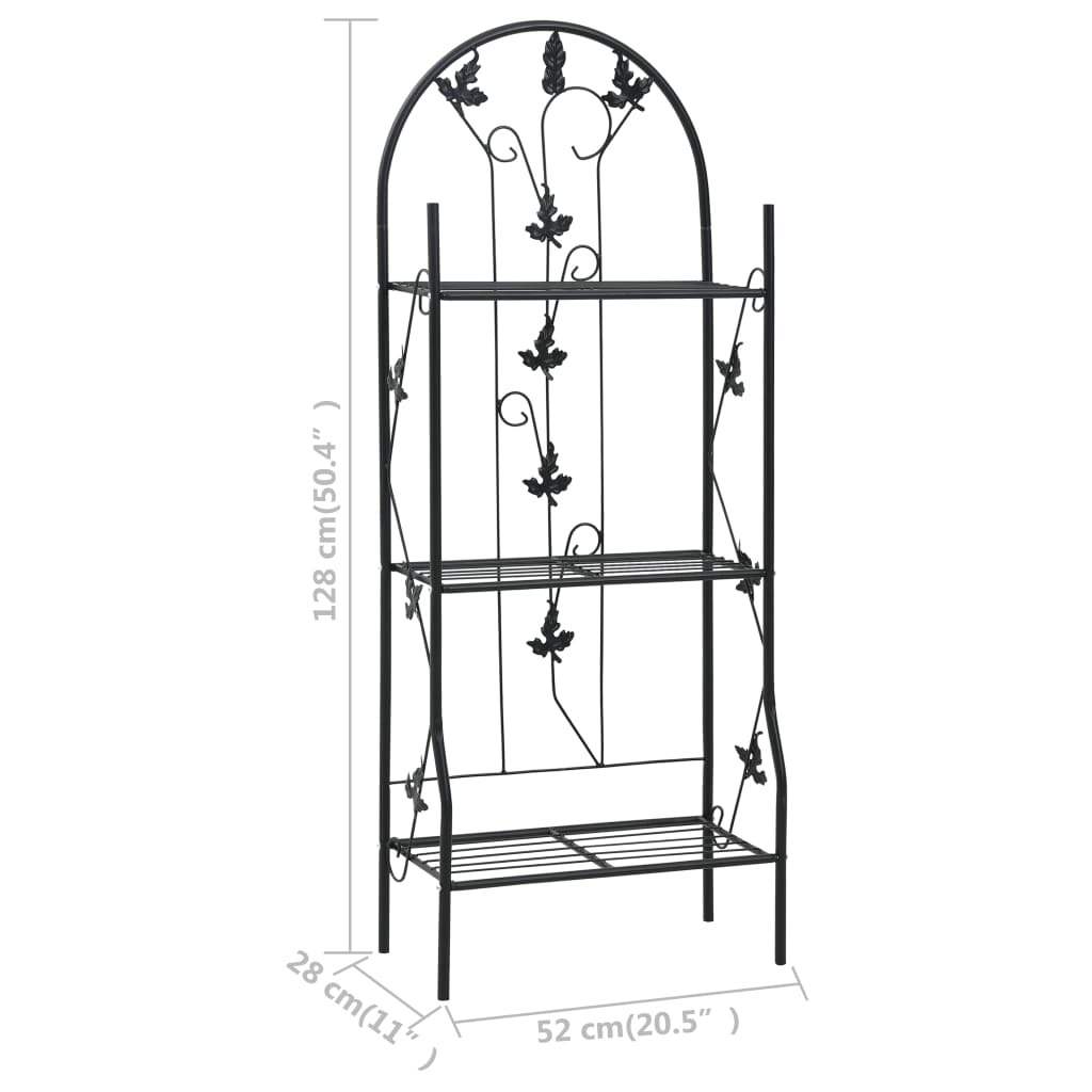 Växtstöd 3 Hyllor Svart 52X28X128 Cm Järn