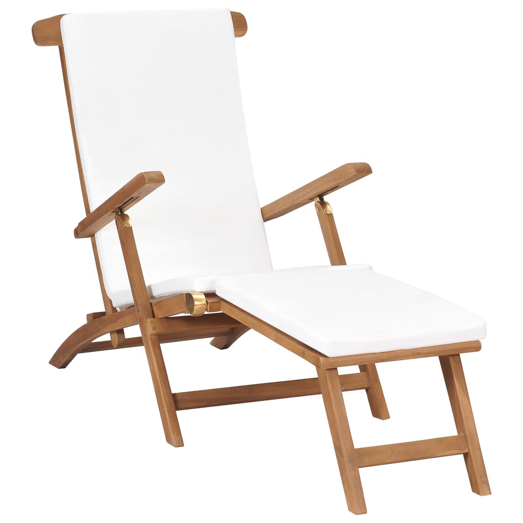 Däckstol Med Dyna Massiv Teak
