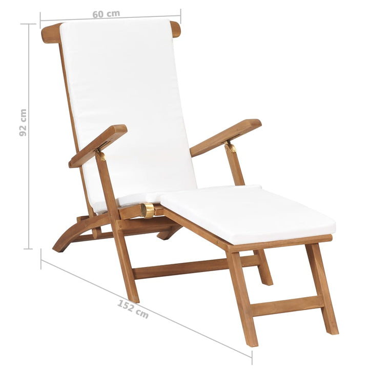Däckstol Med Dyna Massiv Teak