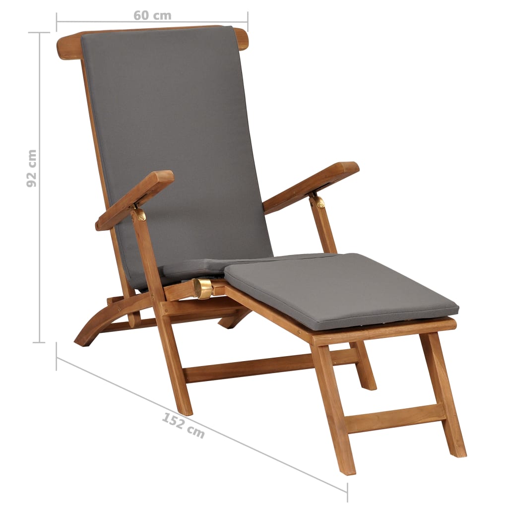 Däckstol Med Dyna Massiv Teak