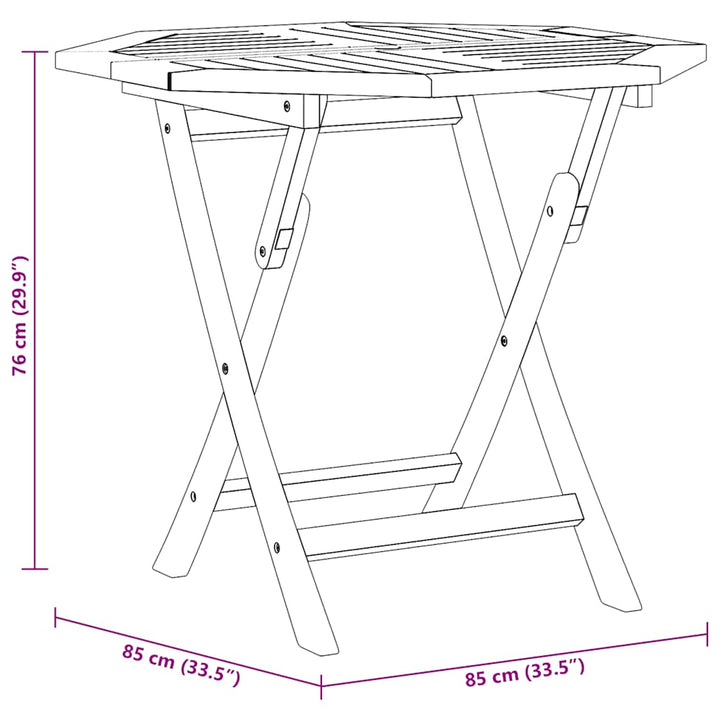 Hopfällbart Trädgårdsbord 85X85X76 Cm Massiv Teak