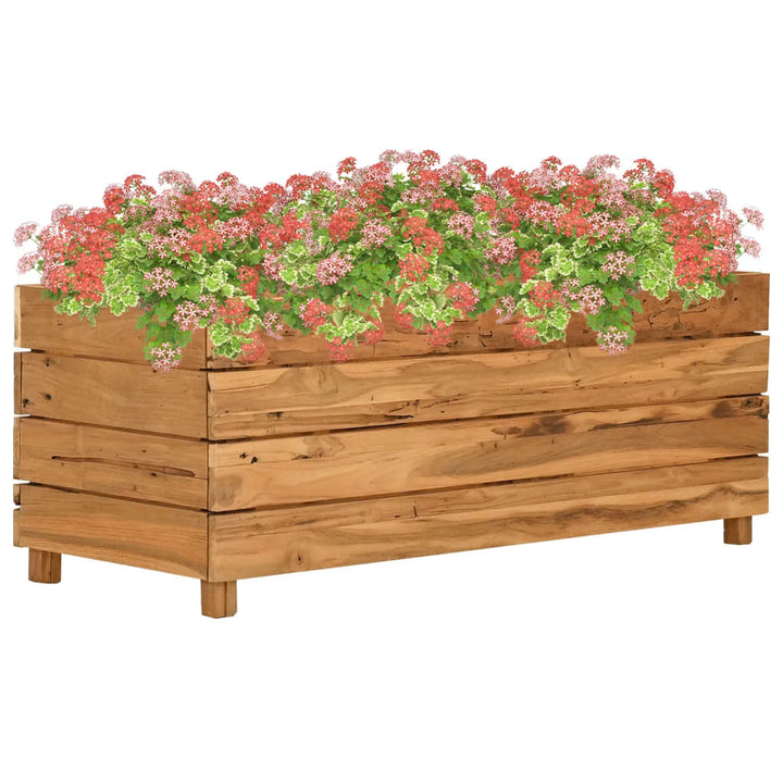 Blomlåda Upphöjd Återvunnet Teakträ Och Stål
