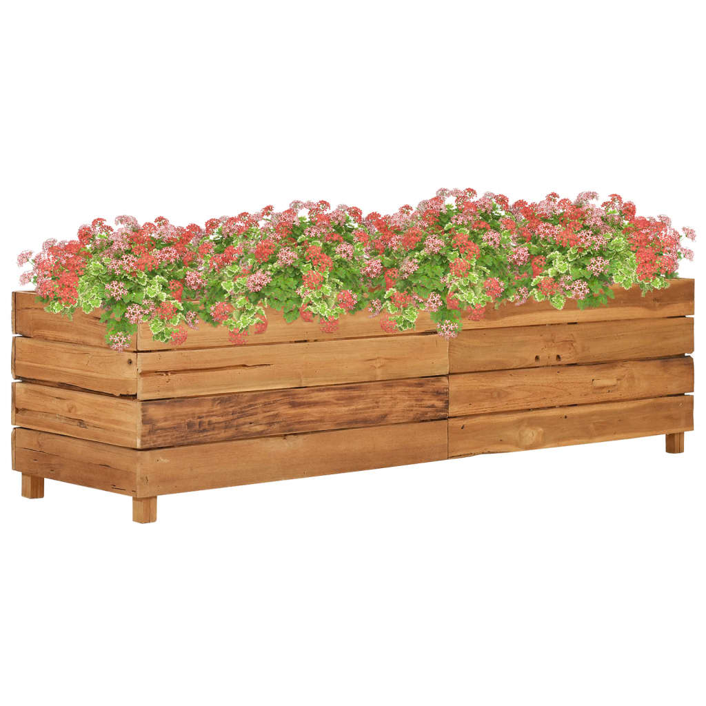 Blomlåda Upphöjd Återvunnet Teakträ Och Stål
