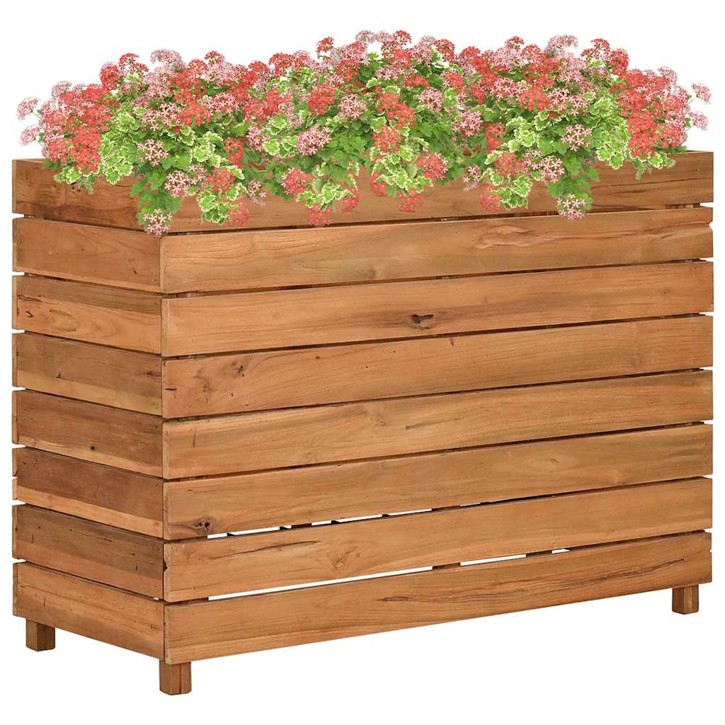Blomlåda Upphöjd Återvunnet Teakträ Och Stål