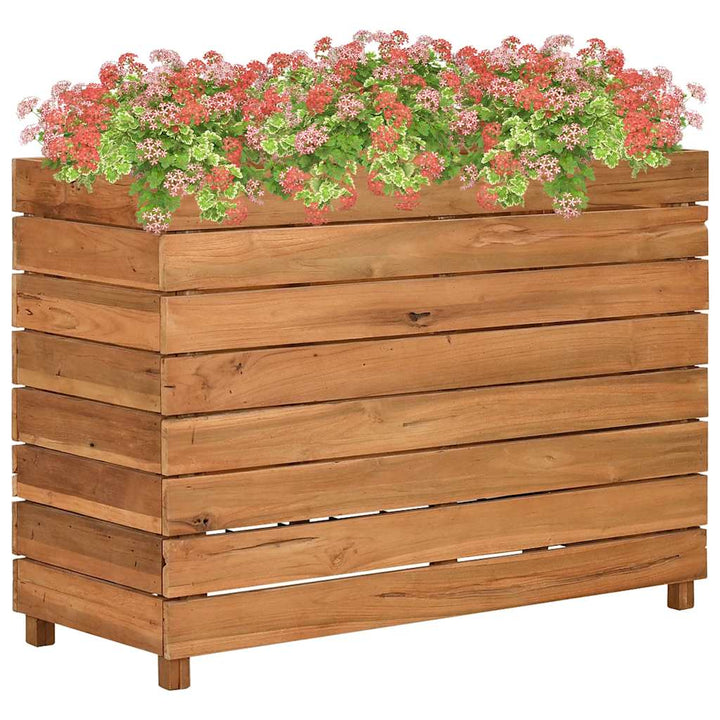 Blomlåda Upphöjd Återvunnet Teakträ Och Stål