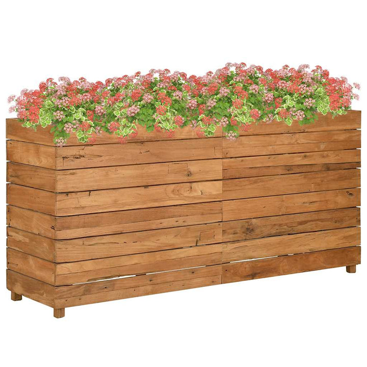 Blomlåda Upphöjd Återvunnet Teakträ Och Stål
