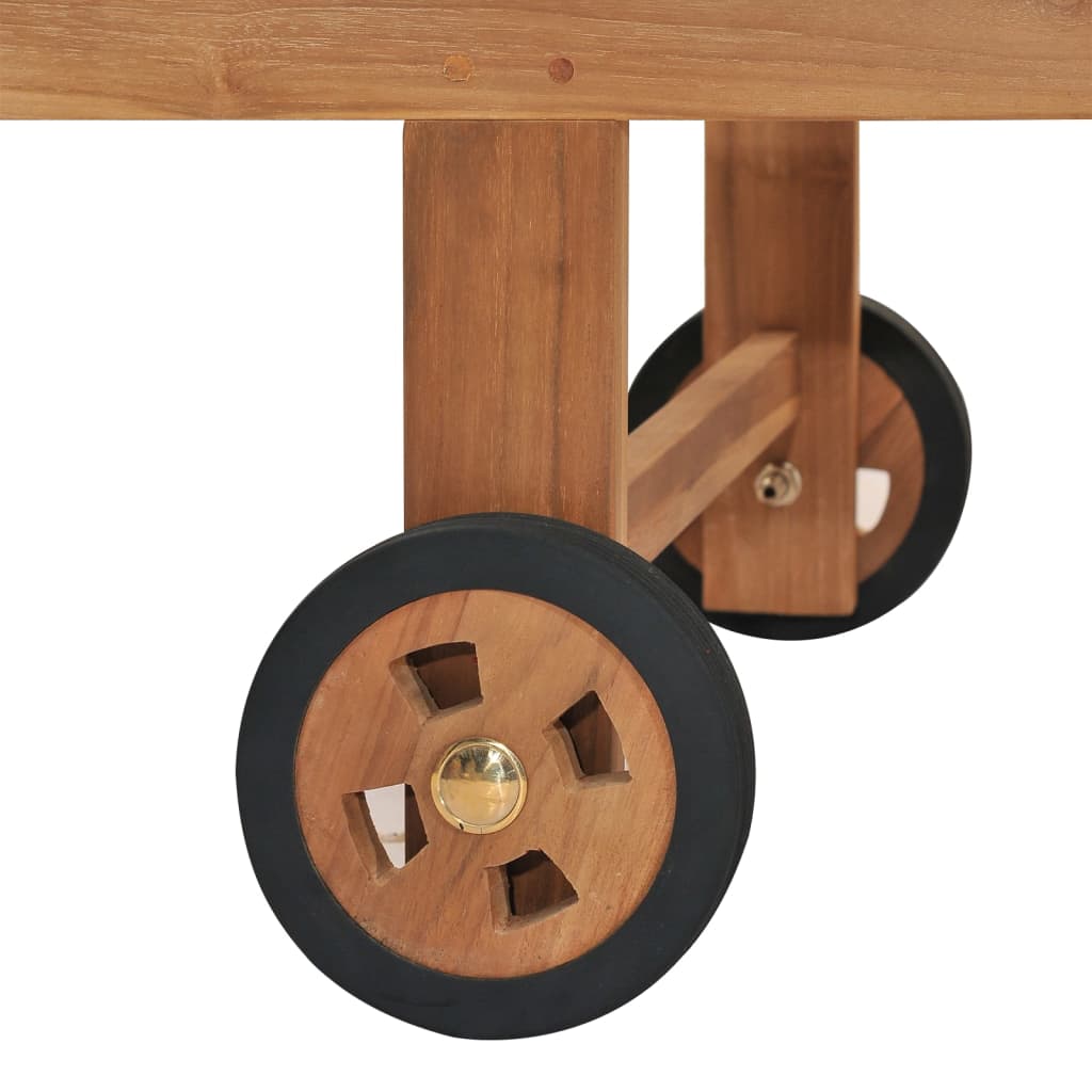 Solsäng Med Dyna Massiv Teak Gräddvit