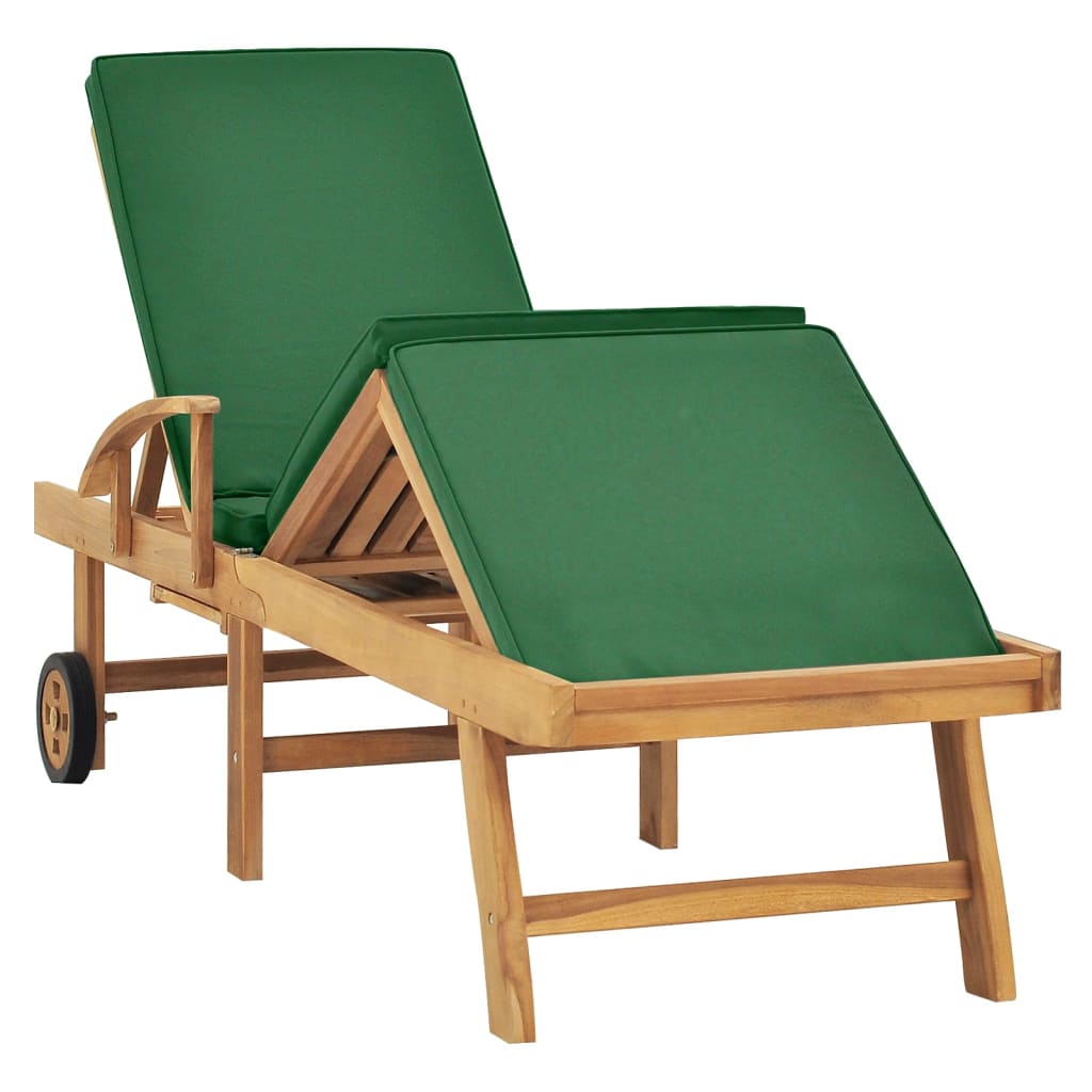 Solsäng Med Dyna Massiv Teak Grön