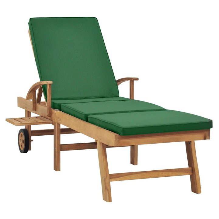 Solsäng Med Dyna Massiv Teak Grön