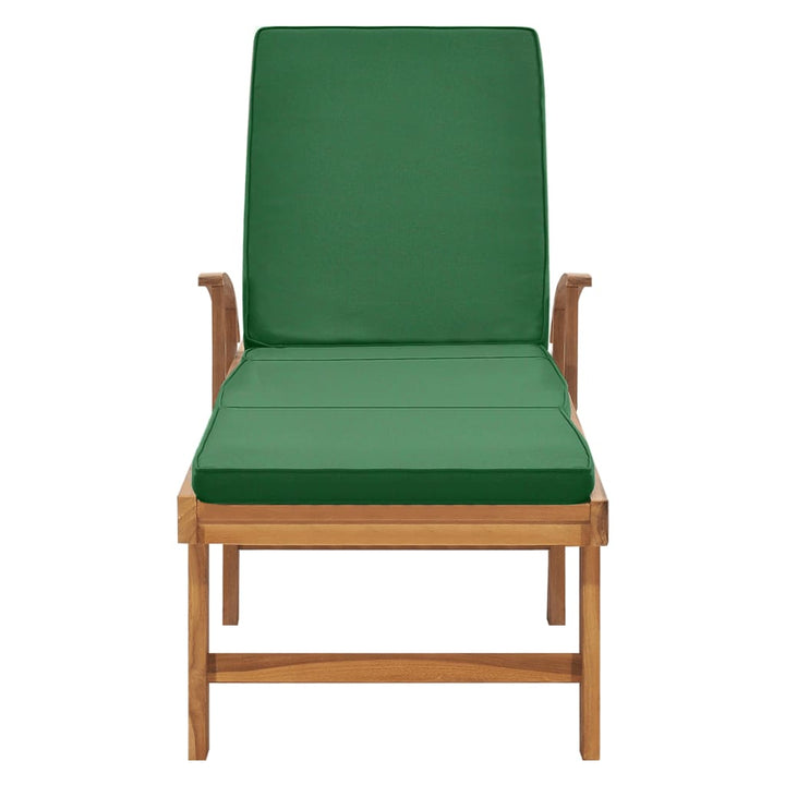 Solsäng Med Dyna Massiv Teak Grön