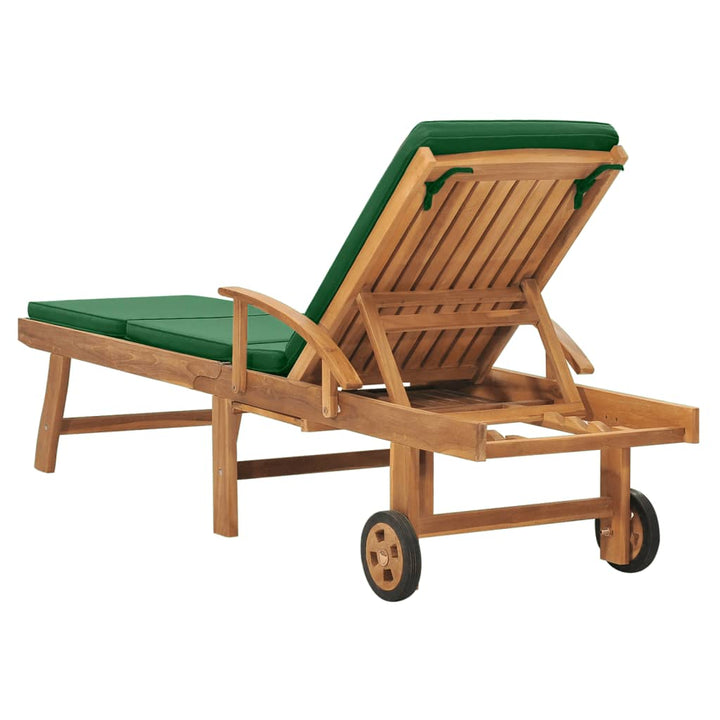 Solsäng Med Dyna Massiv Teak Grön