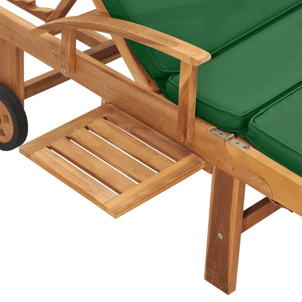 Solsäng Med Dyna Massiv Teak Grön