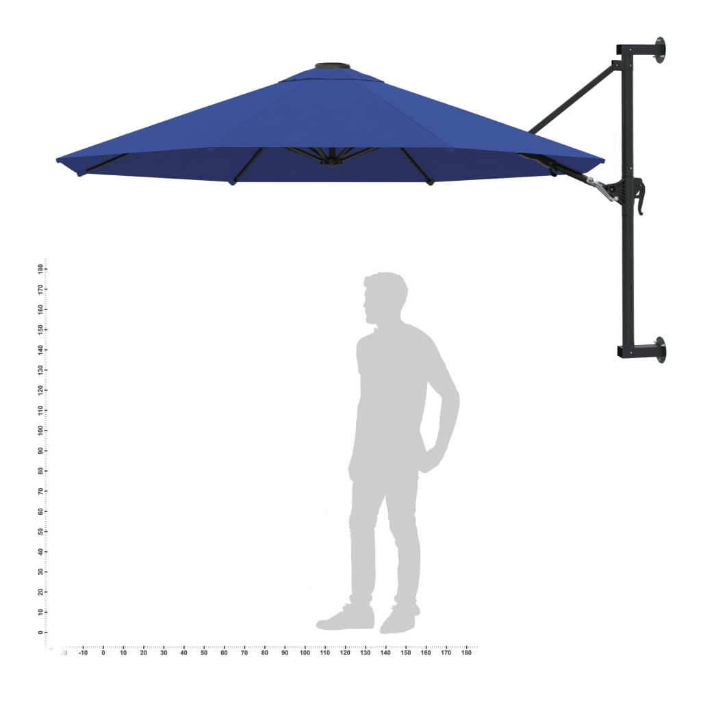 Väggmonterat Parasoll Med Metallstång 300 Cm Blue