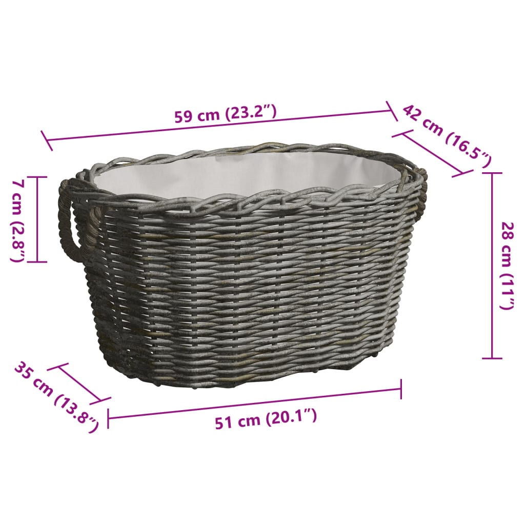 Vedkorg Med Bärhandtag 59X42X28 Cm Grå Pil