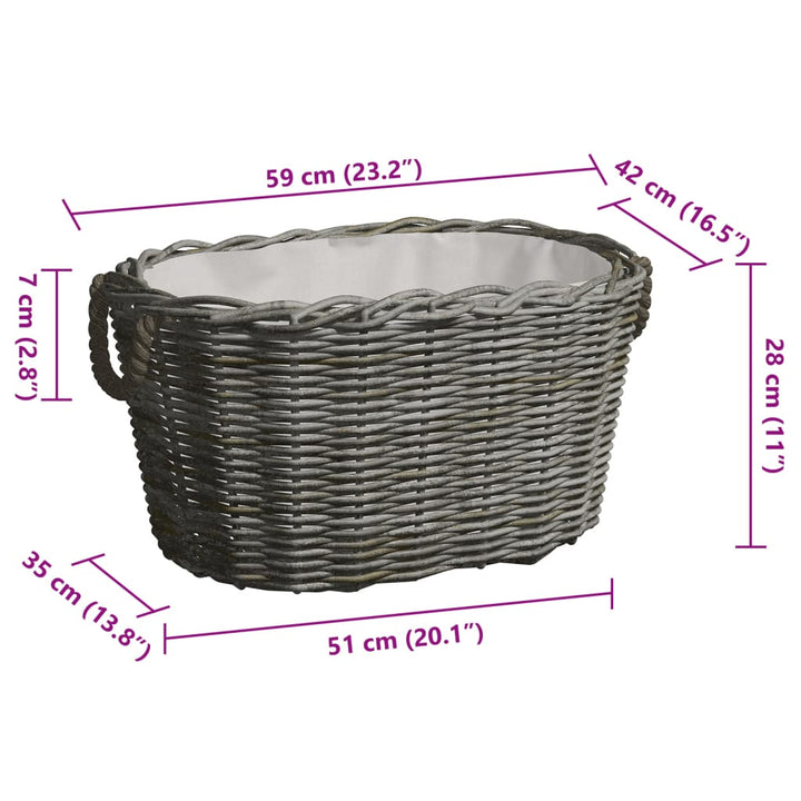Vedkorg Med Bärhandtag 59X42X28 Cm Grå Pil