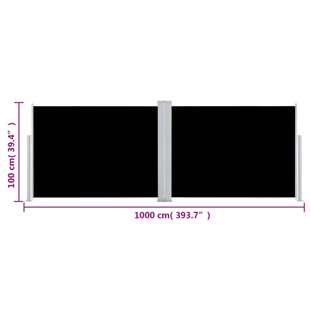 Infällbar Sidomarkis Svart 100X1000 Cm
