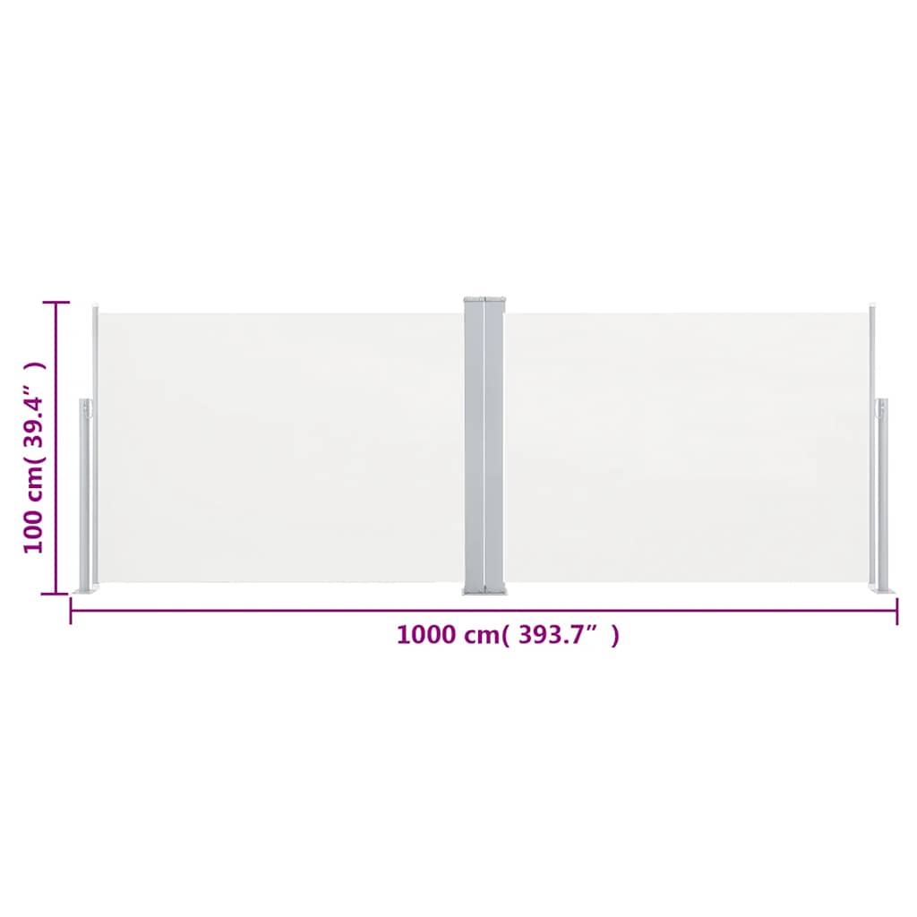 Infällbar Sidomarkis Gräddvit 100X1000 Cm