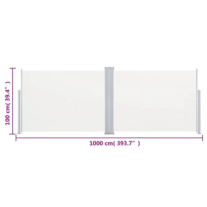 Infällbar Sidomarkis Gräddvit 100X1000 Cm