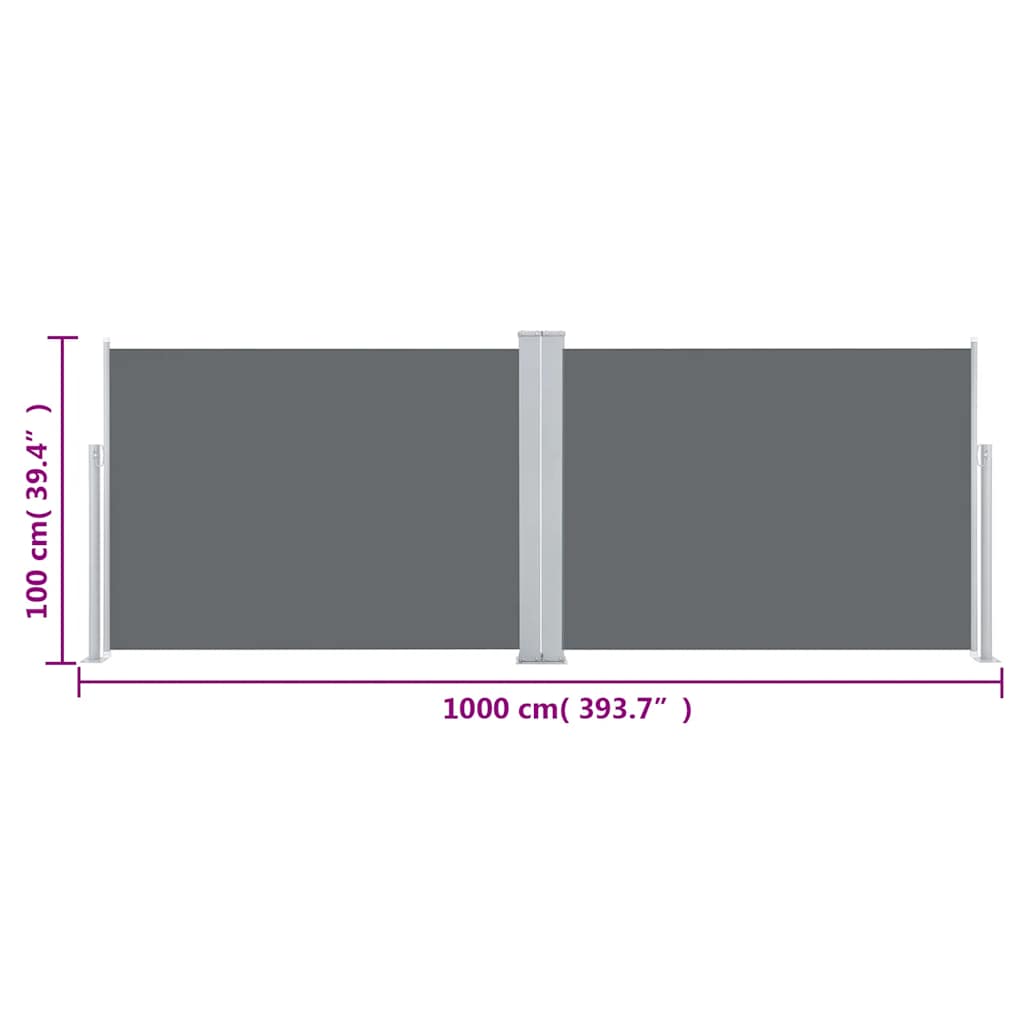 Infällbar Sidomarkis Antracit 100X1000 Cm