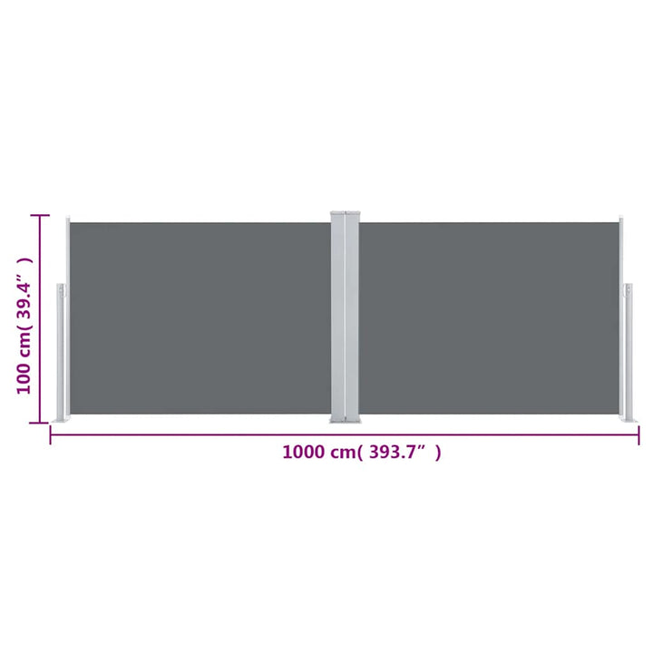 Infällbar Sidomarkis Antracit 100X1000 Cm