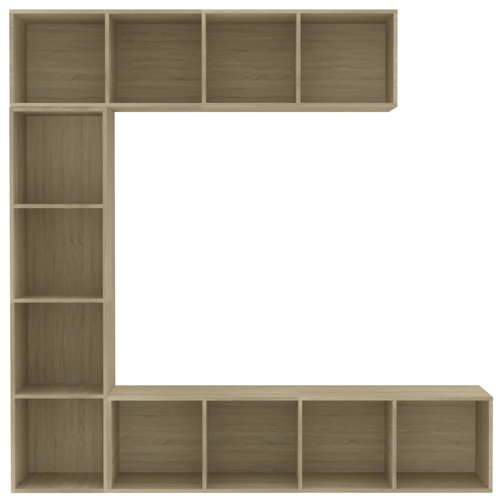 Bokhylla/Tv-Bänk 3 Delar Set Sonoma-Ek 180X30X180 Cm