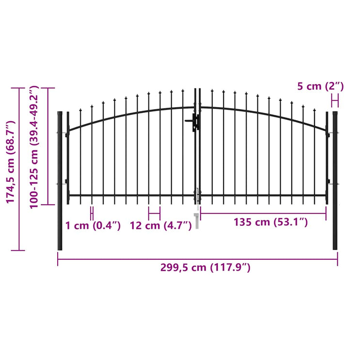 Staketgrind Woerden Dubbeldörr Med Spik 299,5X174,5 Cm
