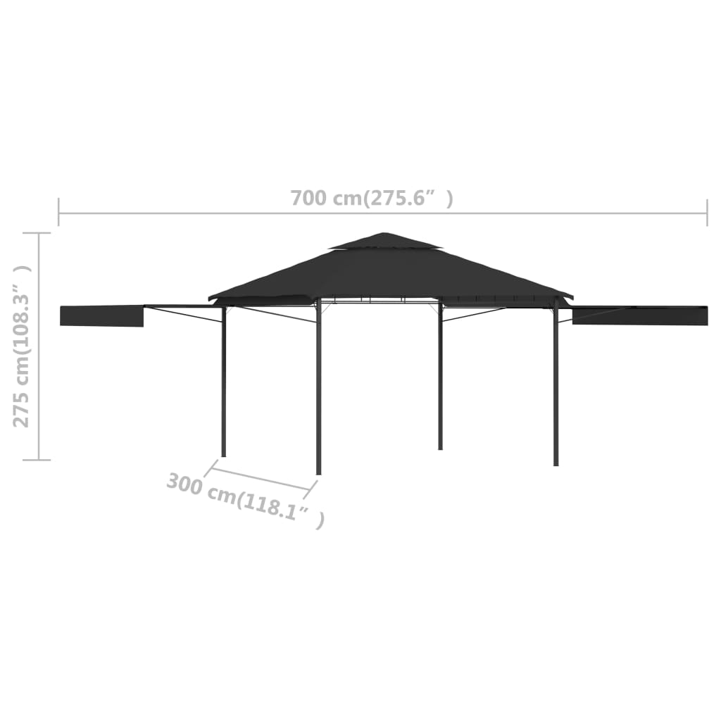 Paviljong Med Förlängda Tak 3X3X2,75 M 180 G/M²