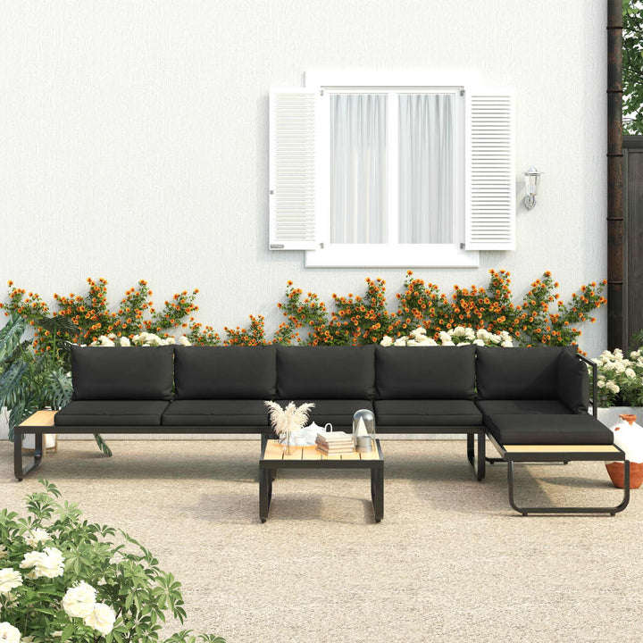 Hörnsoffa Set Med Dynor 4 Delar Aluminium Och Wpc