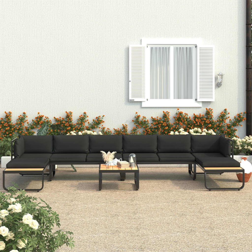 Hörnsoffa Set Med Dynor 5 Delar Aluminium Och Wpc