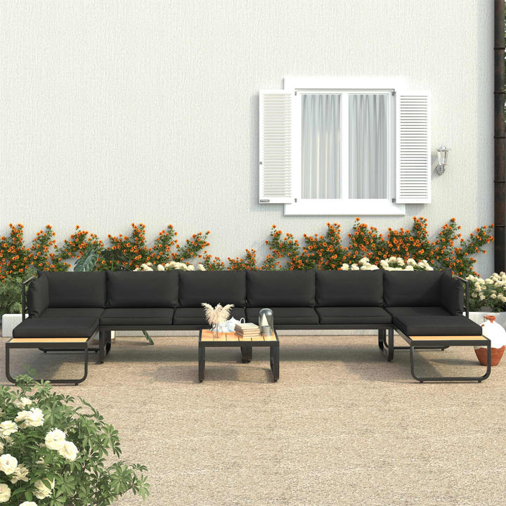 Hörnsoffa Set Med Dynor 5 Delar Aluminium Och Wpc
