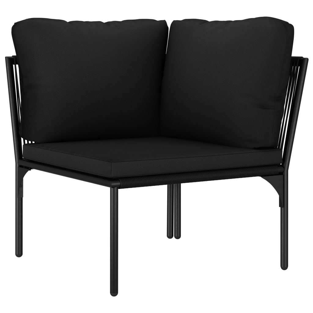 Loungegrupp För Trädgården Med Dynor 6 Delar Svart Pvc