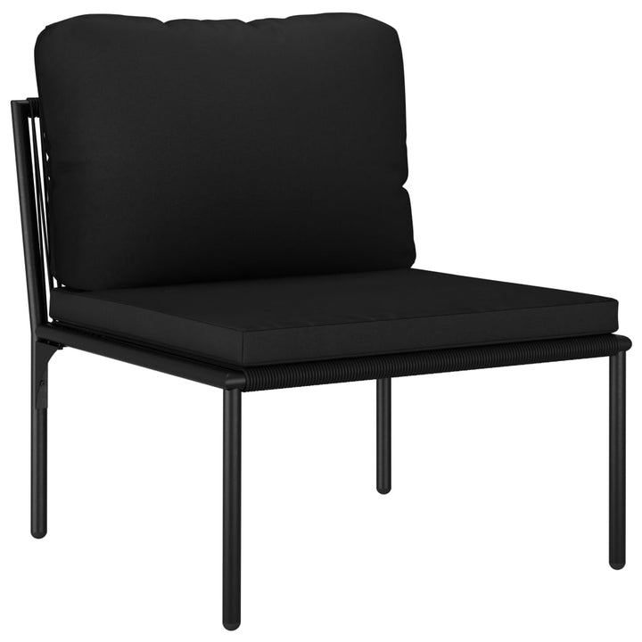 Loungegrupp För Trädgården Med Dynor 6 Delar Svart Pvc