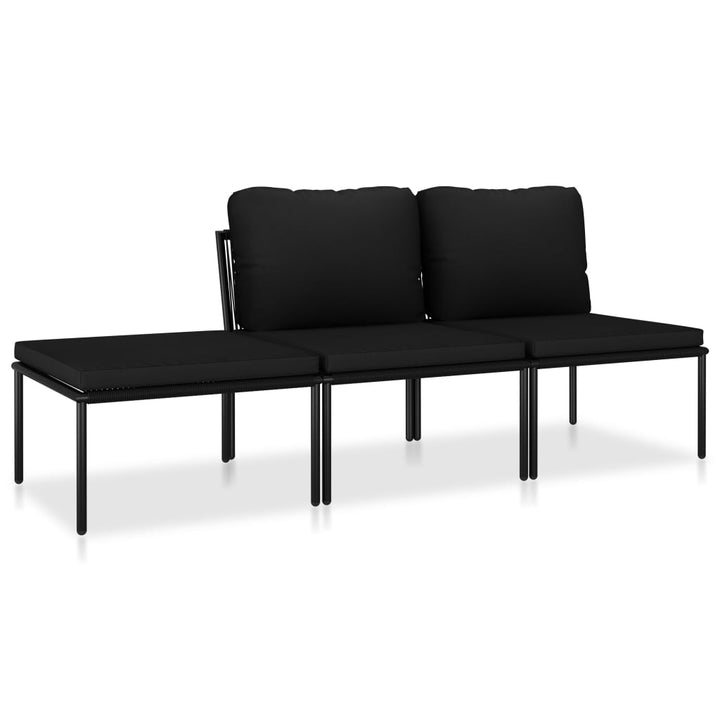 Loungegrupp För Trädgården Med Dynor 3 Delar Svart Pvc