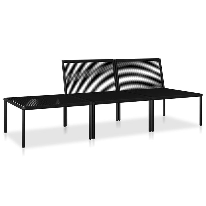 Loungegrupp För Trädgården Med Dynor 3 Delar Svart Pvc