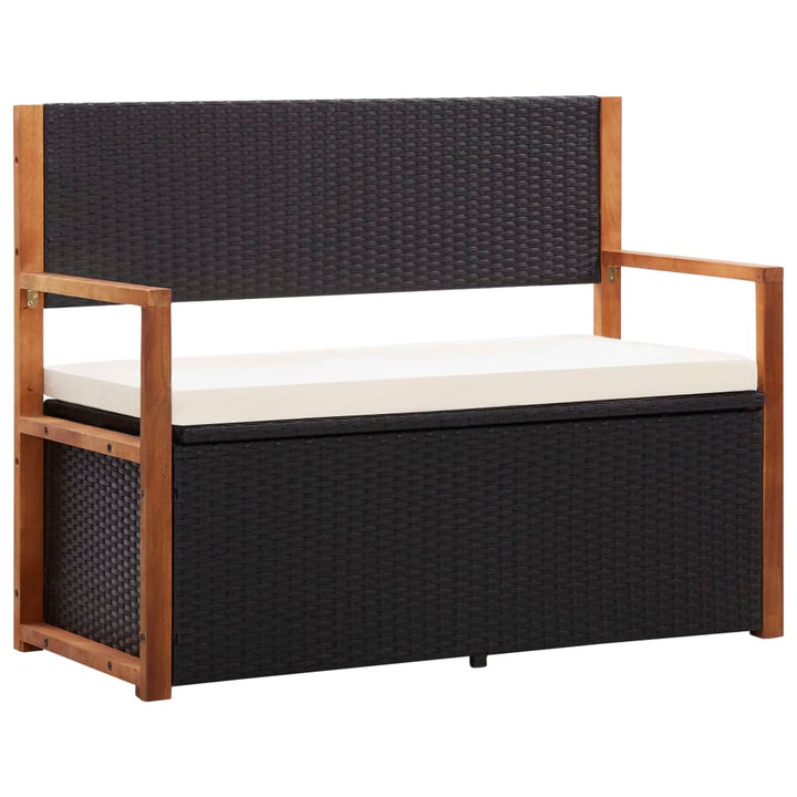 Förvaringsbänk 115 Cm Konstrotting Och Massivt Akaciaträ