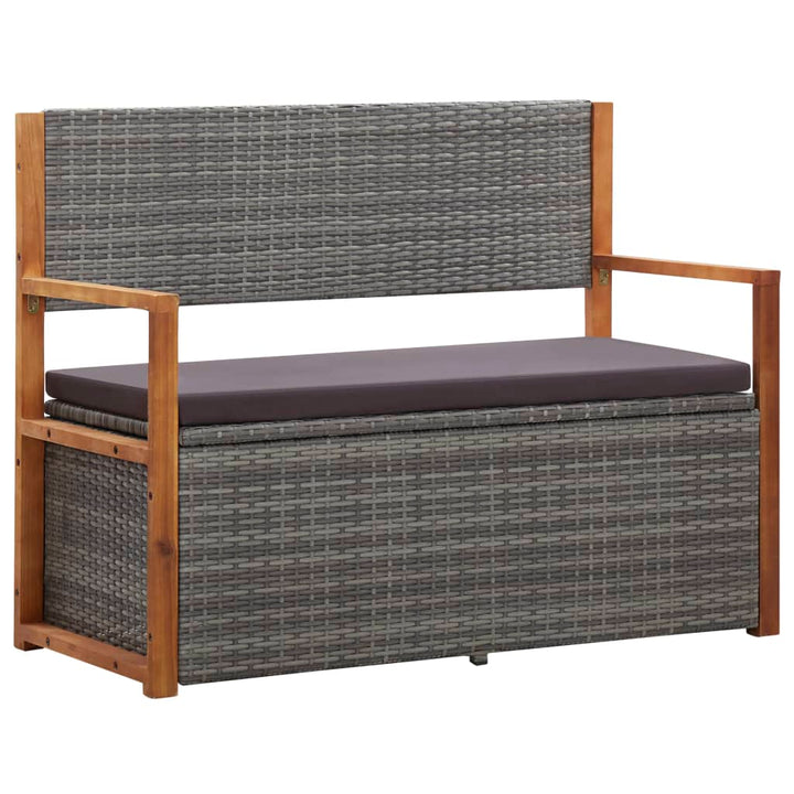 Förvaringsbänk 115 Cm Konstrotting Och Massivt Akaciaträ