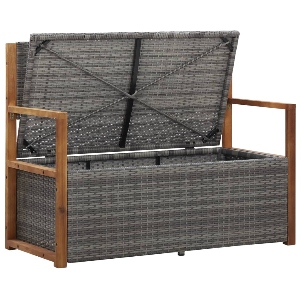 Förvaringsbänk 115 Cm Konstrotting Och Massivt Akaciaträ