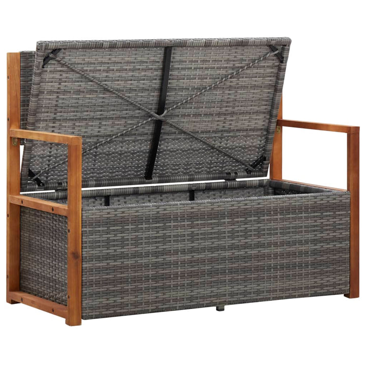 Förvaringsbänk 115 Cm Konstrotting Och Massivt Akaciaträ