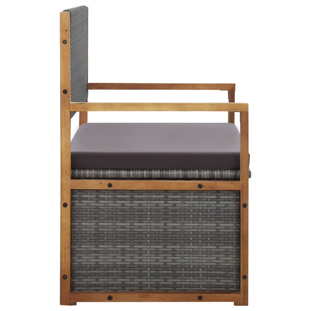 Förvaringsbänk 115 Cm Konstrotting Och Massivt Akaciaträ