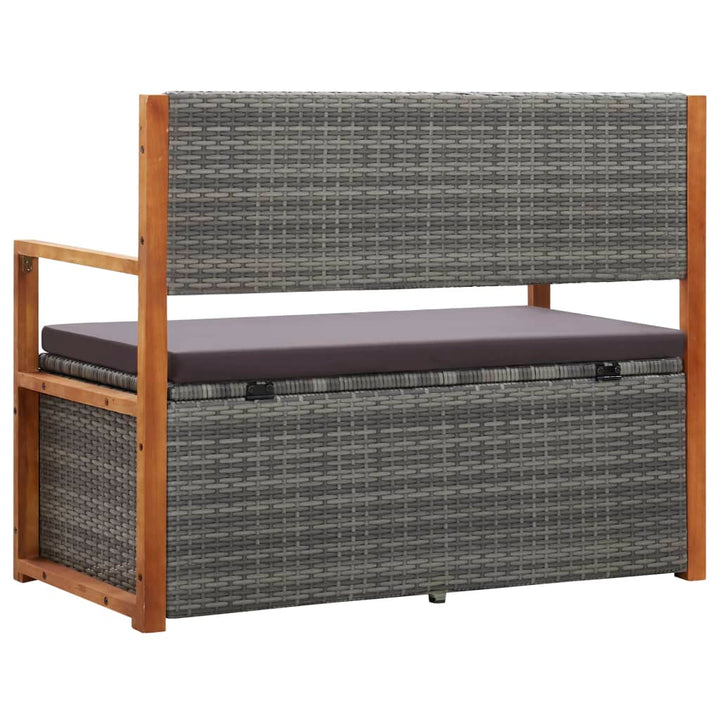 Förvaringsbänk 115 Cm Konstrotting Och Massivt Akaciaträ