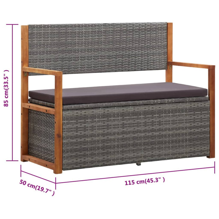 Förvaringsbänk 115 Cm Konstrotting Och Massivt Akaciaträ