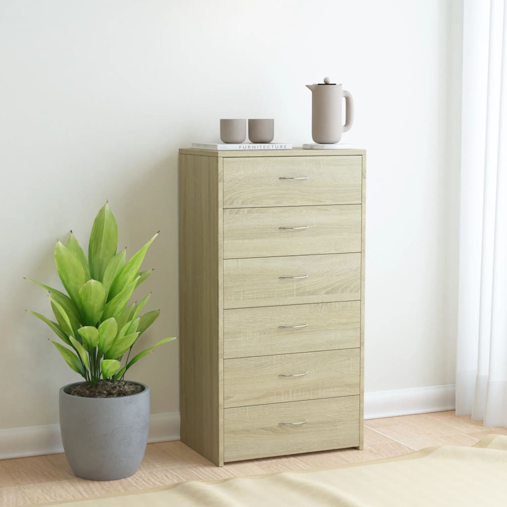 Byrå 6 Lådor 50X34X96 Cm Konstruerat Trä