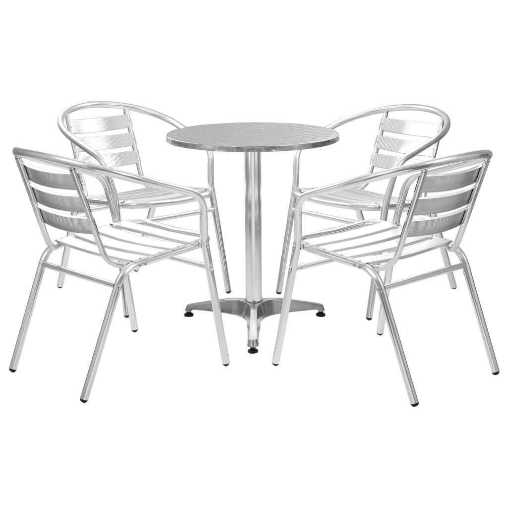 Matgrupp För Trädgården 5 Delar Aluminium Silver