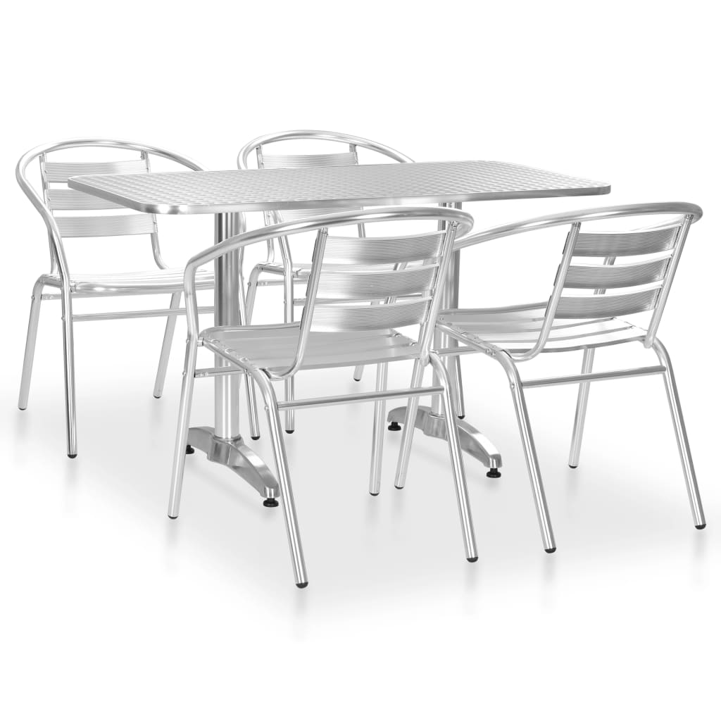 Matgrupp För Trädgården 5 Delar Aluminium Silver