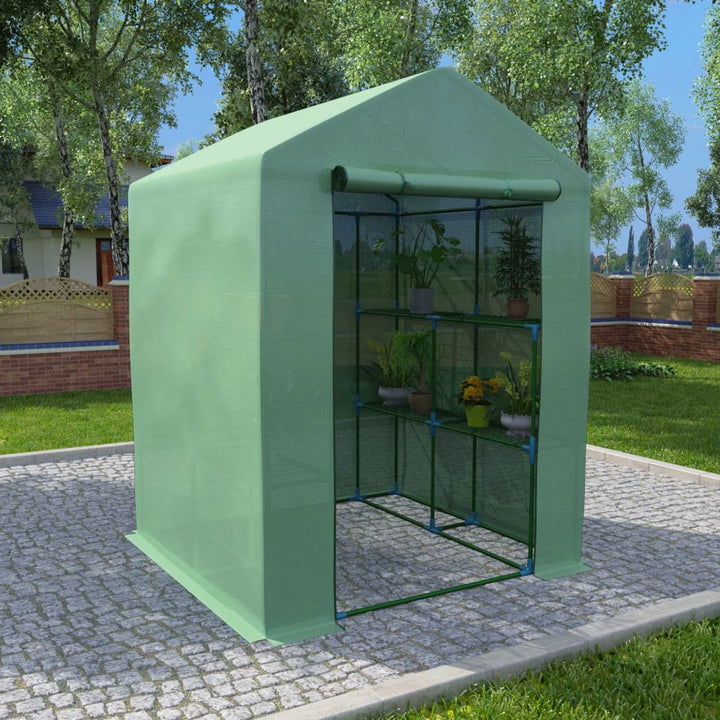 Växthus Med Hyllor Stål 143X143X195 Cm