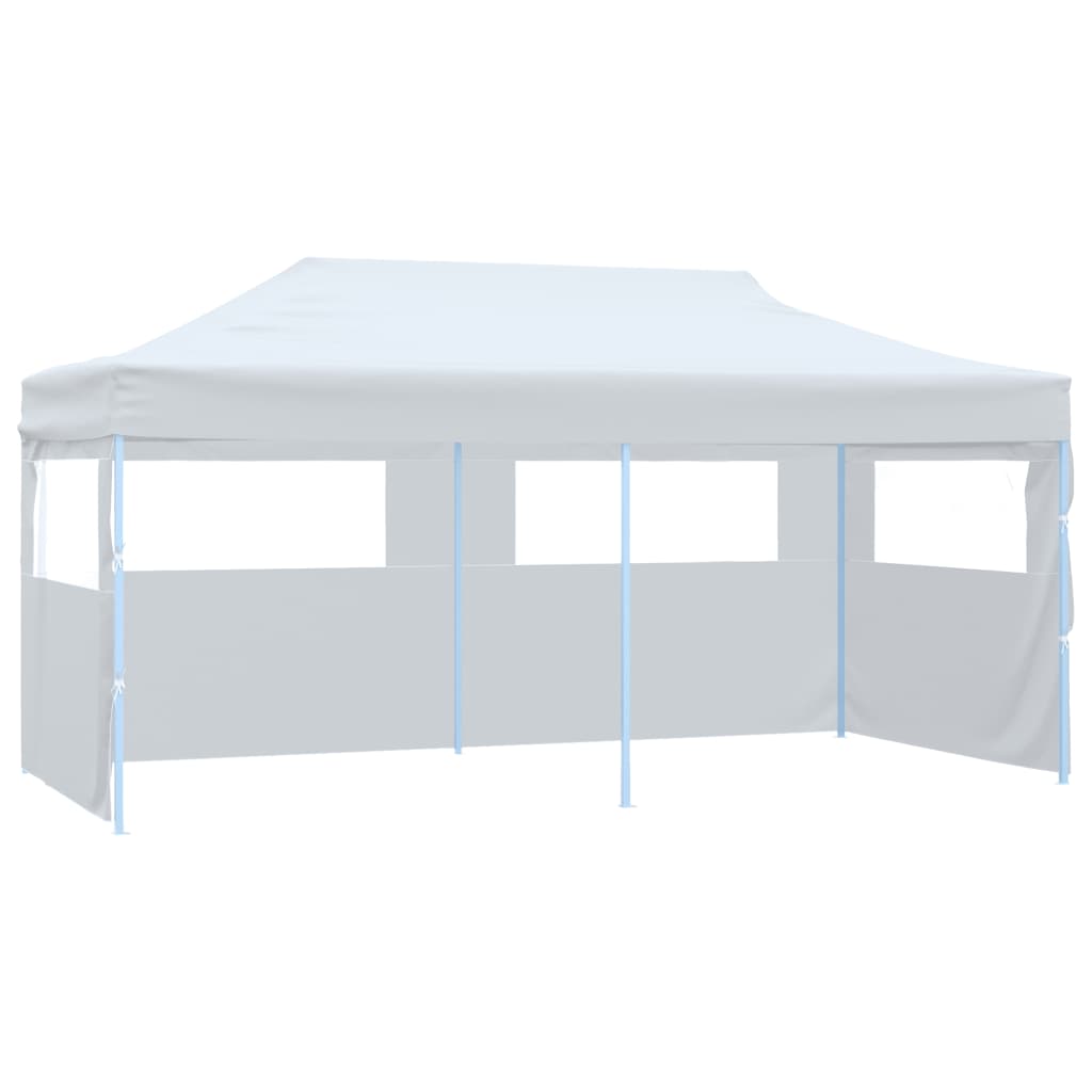 Pop-Up Hopfällbart Partytält Med Sidoväggar 3X6 M Stål Vit