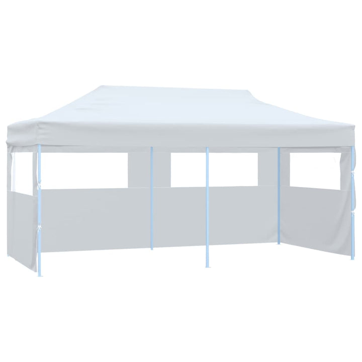 Pop-Up Hopfällbart Partytält Med Sidoväggar 3X6 M Stål Vit