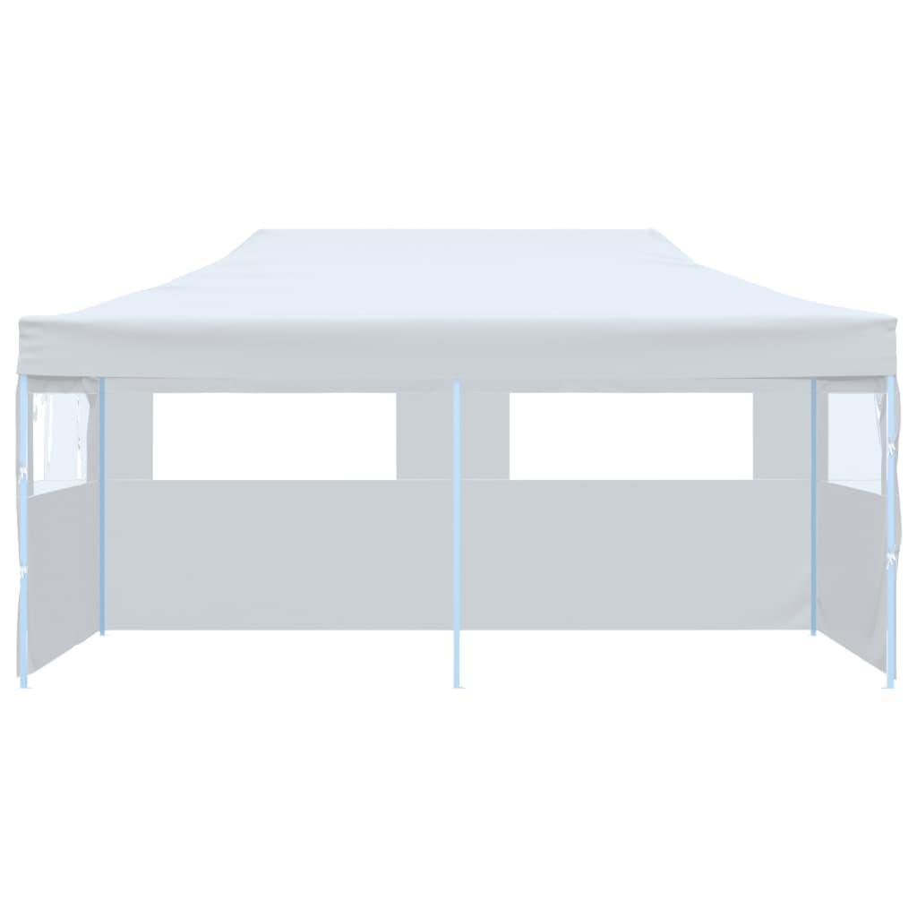Pop-Up Hopfällbart Partytält Med Sidoväggar 3X6 M Stål Vit