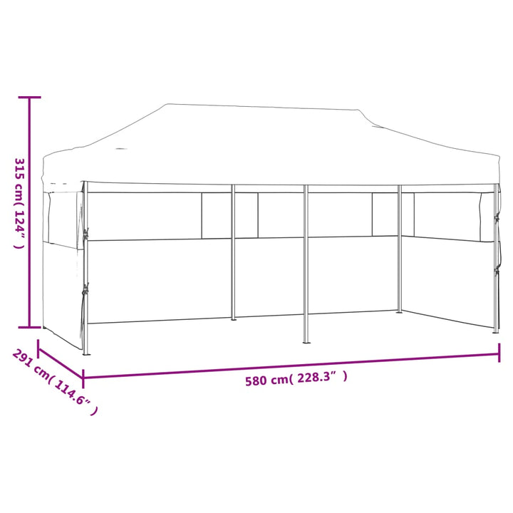 Pop-Up Hopfällbart Partytält Med Sidoväggar 3X6 M Stål Vit