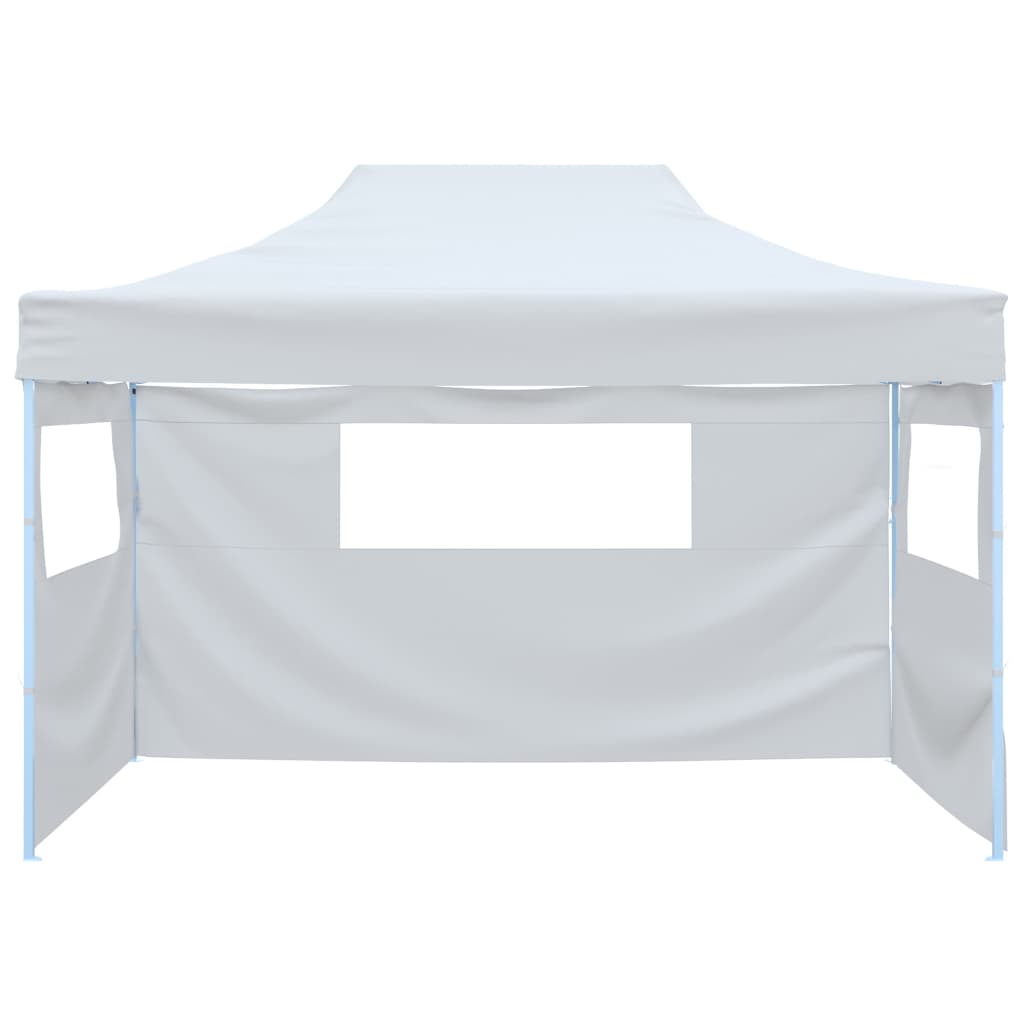 Hopfällbart Partytält Med 3 Väggar 291X413X315 Cm Vit
